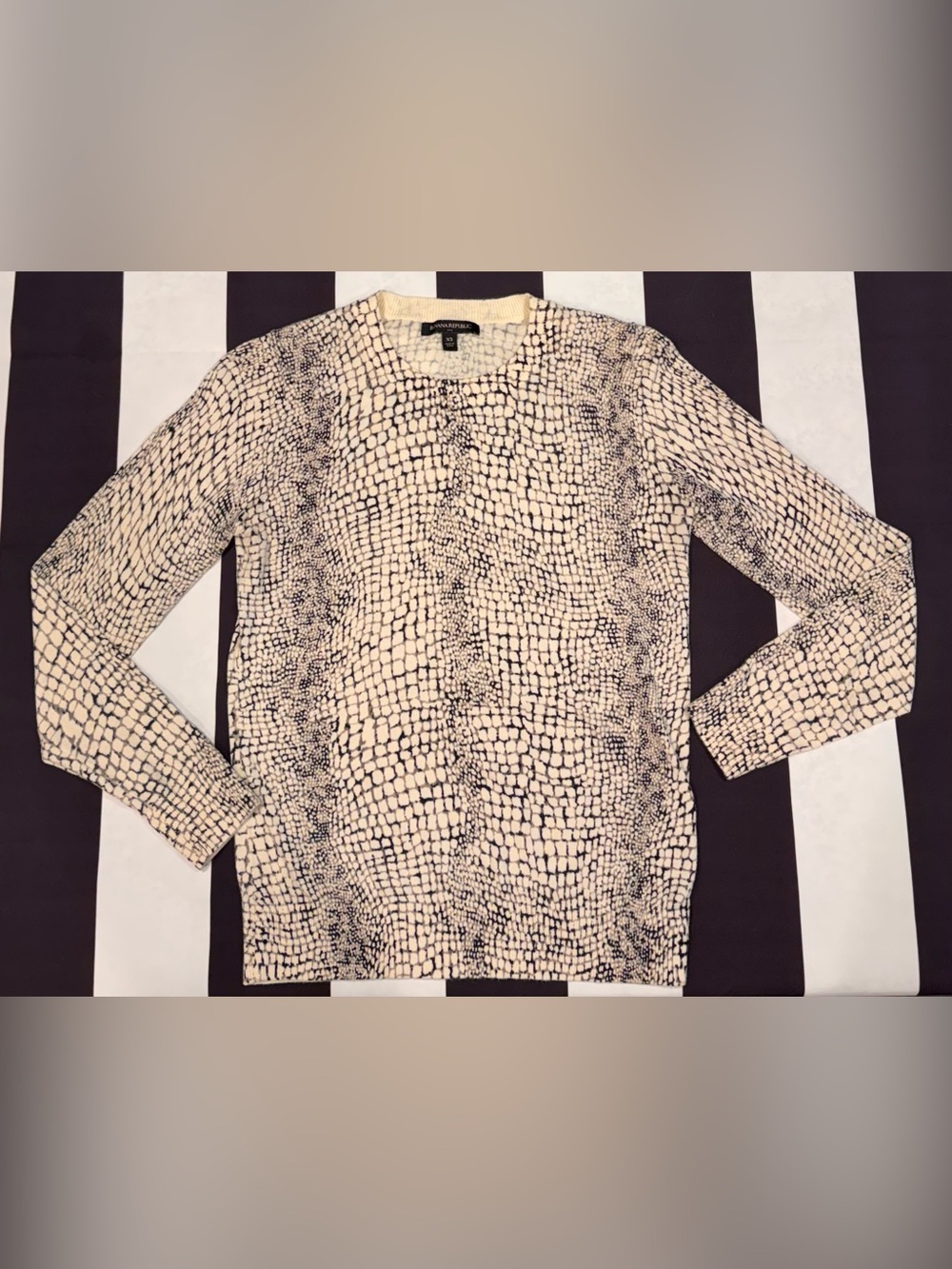 Banana Republic Croc-Print Crewneck Sweater in Cream and Black